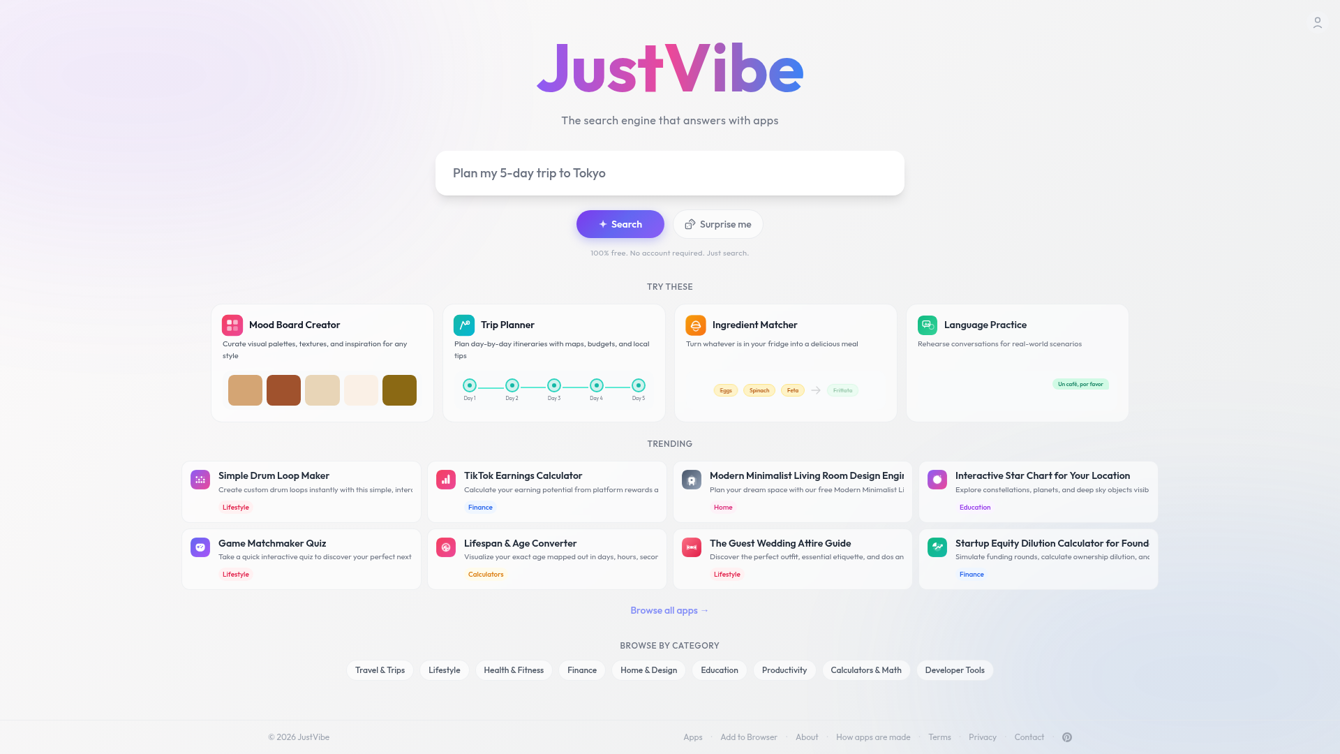 JustVibe - AI 搜索即应用
